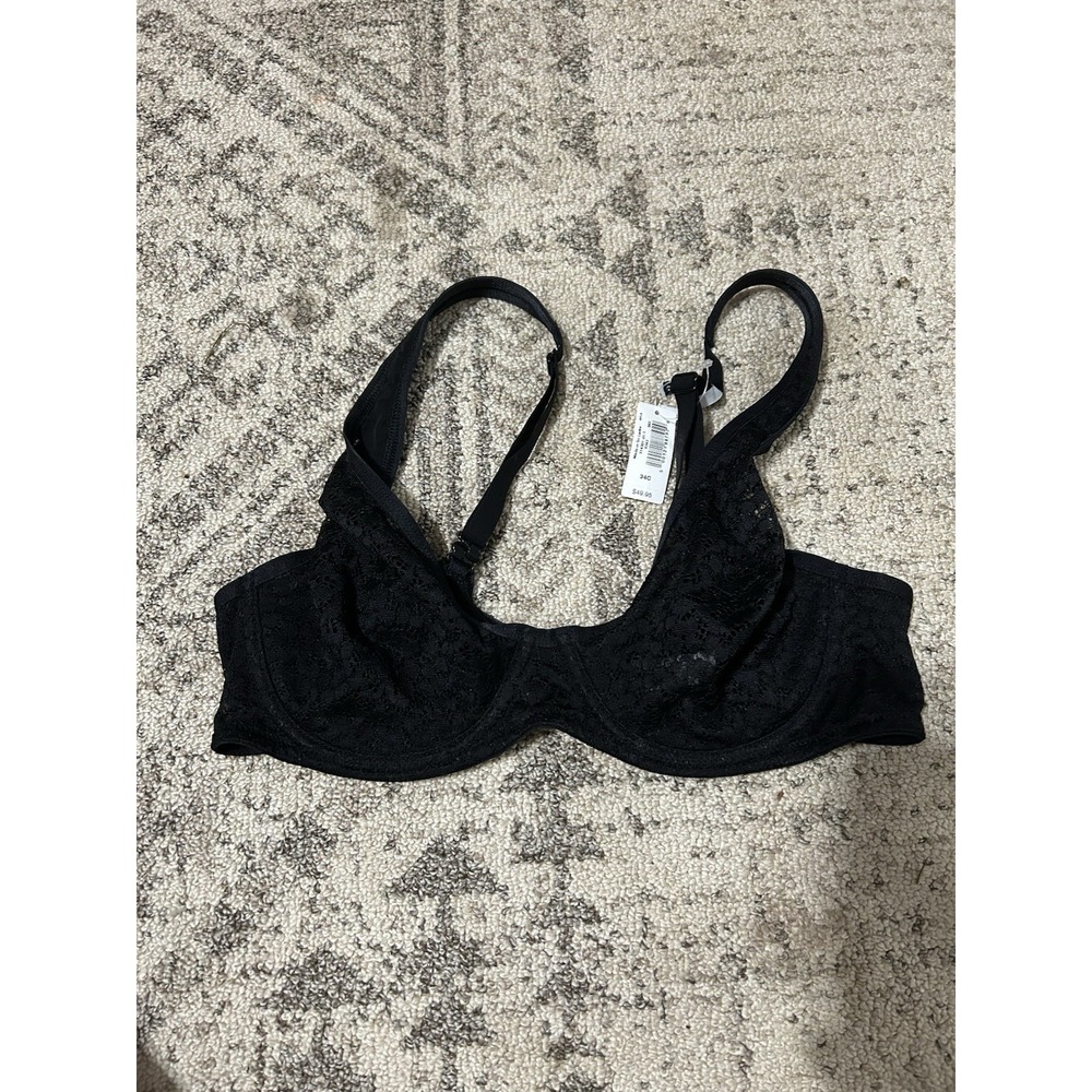 NWT Gap Body Unlined Lace Underwire Black Bra Size 34C